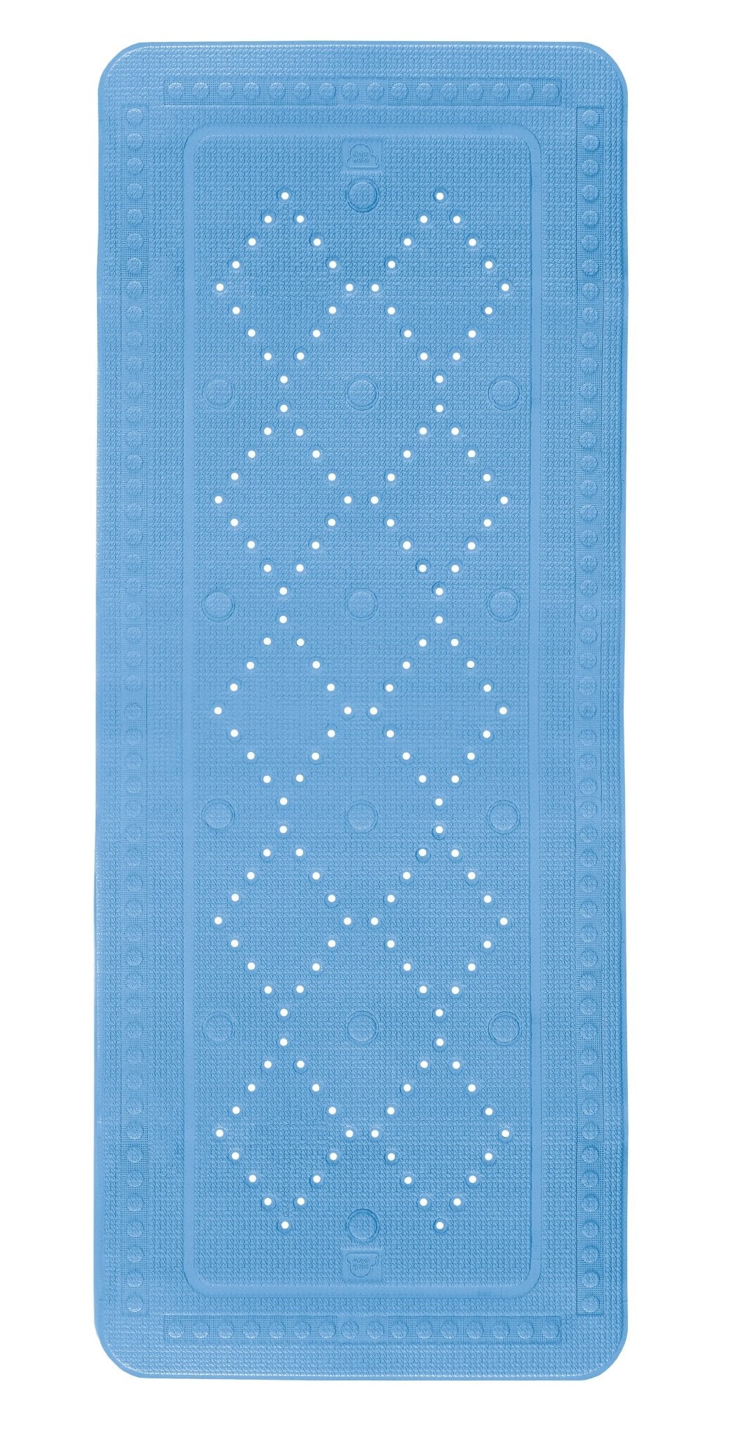 Rechteckige blaue Antirutsch-Badematte mit Lochmuster und Noppenoberfläche