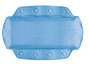 Nackenpolster AROSA Blau 32 x 22 cm mit Saugnäpfen in Draufsicht vor weißem Hintergrund.