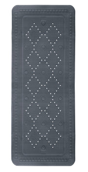 Anthrazitgraue Wanneneinlage AROSA 36 x 92 cm mit rautenförmigem Lochmuster in Draufsicht.