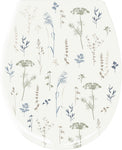 WC-Sitz mit zarten Wiesenblumen in Beige, Blau und Grün dekoriert