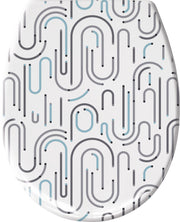 WC-Sitz VISION Grau mit Absenkautomatik und Easy Clean zeigt modernes Muster in Grau und Blau.