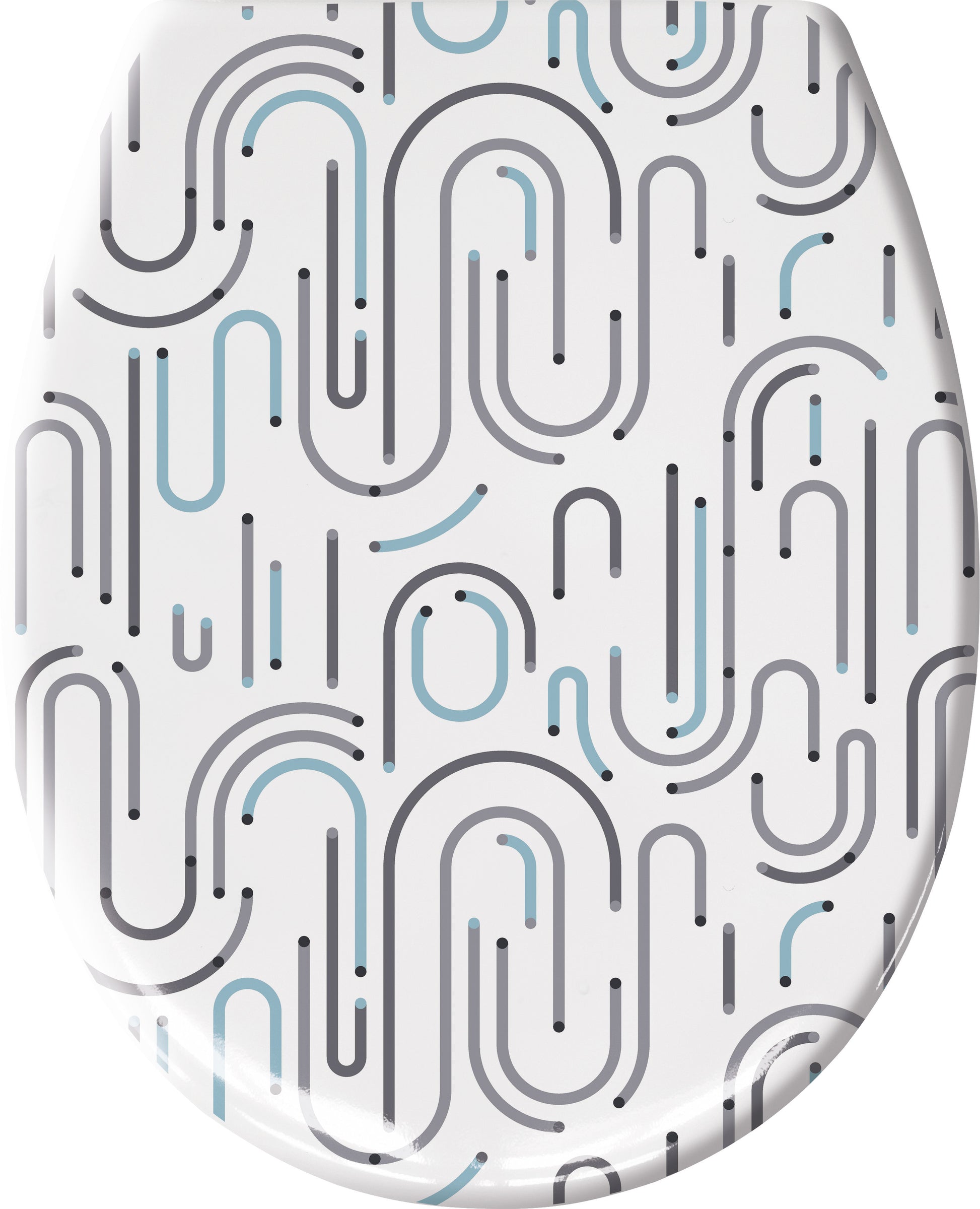 WC-Sitz VISION Grau mit Absenkautomatik und Easy Clean zeigt modernes Muster in Grau und Blau.