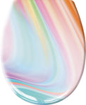 WC-Sitzdeckel mit sanftem, glänzendem Pastellverlauf in Regenbogenfarben