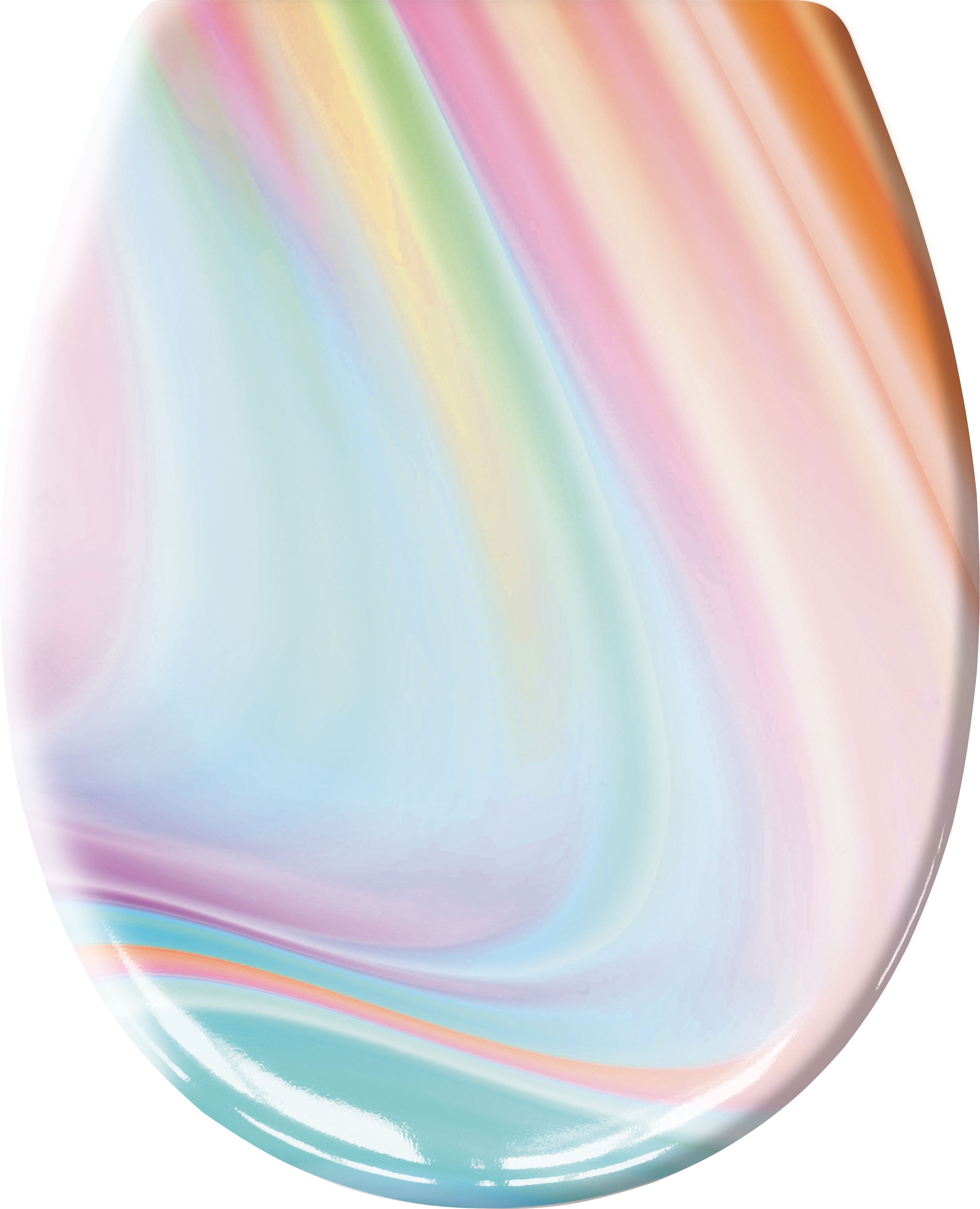 WC-Sitzdeckel mit sanftem, glänzendem Pastellverlauf in Regenbogenfarben