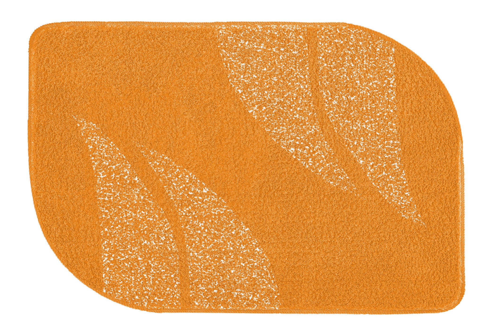 Orangefarbige Badematte mit abstraktem Blattmuster und Rundungen
