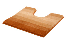 Orange-braune rechteckige Badematte mit Ausschnitt in Streifenoptik