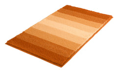 Rechteckiger Badteppich mit breiten Streifen in Orange und Beige
