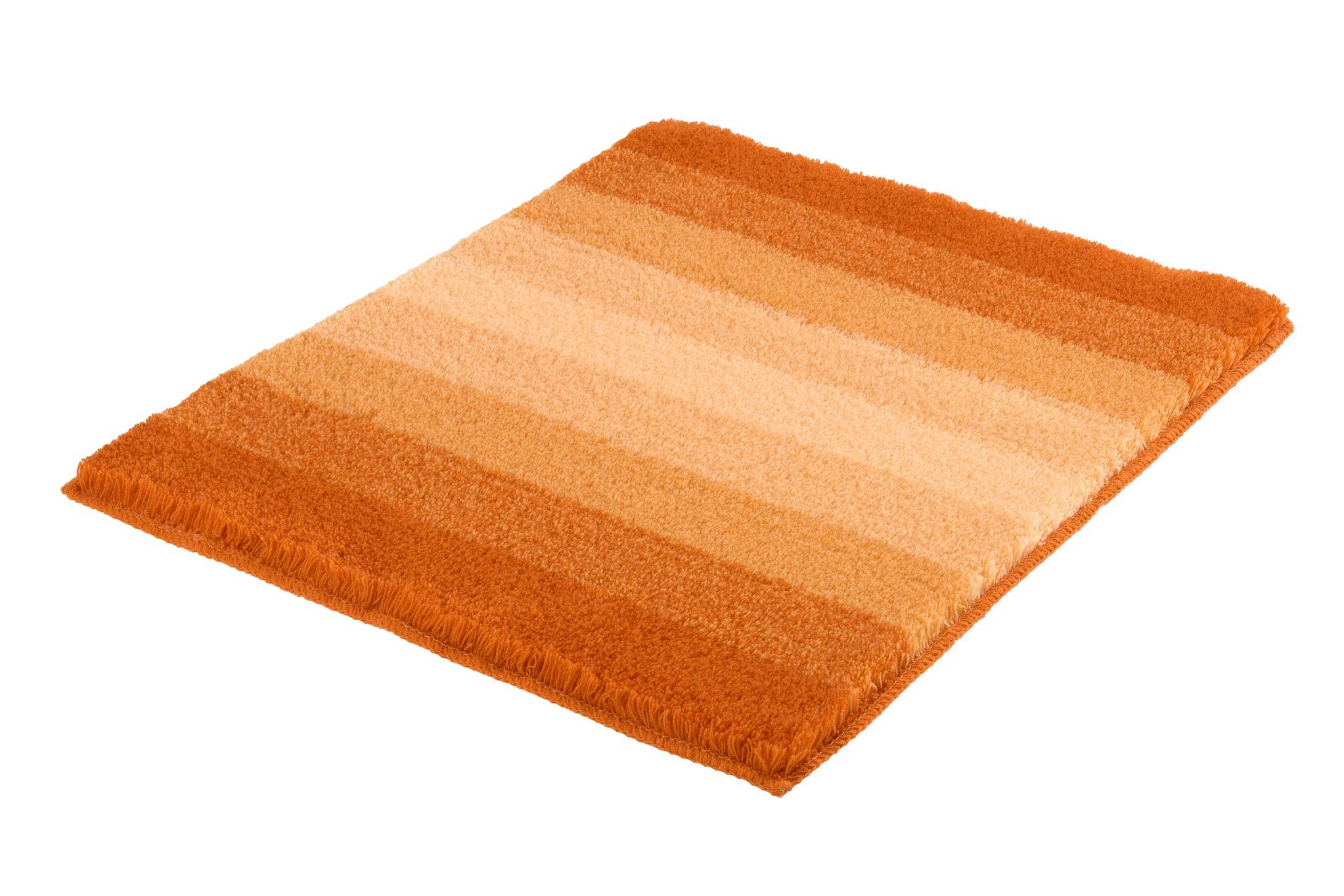 Rechteckige Badematte mit breiten Streifen in Orange- und Apricottönen