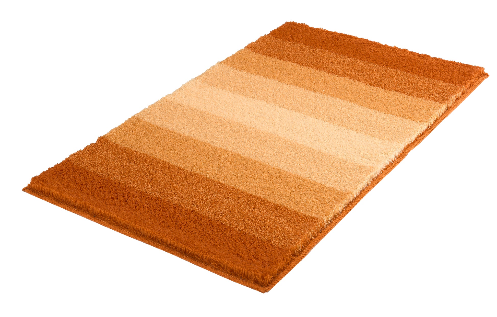 Rechteckiger Badteppich mit breiten Querstreifen in Orange und Beige
