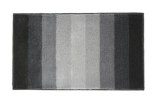 Rechteckige Badematte mit breiten Graustreifen, weich und flauschig