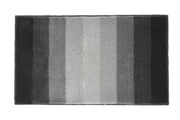 Rechteckige Badematte mit breiten Graustreifen, weich und flauschig