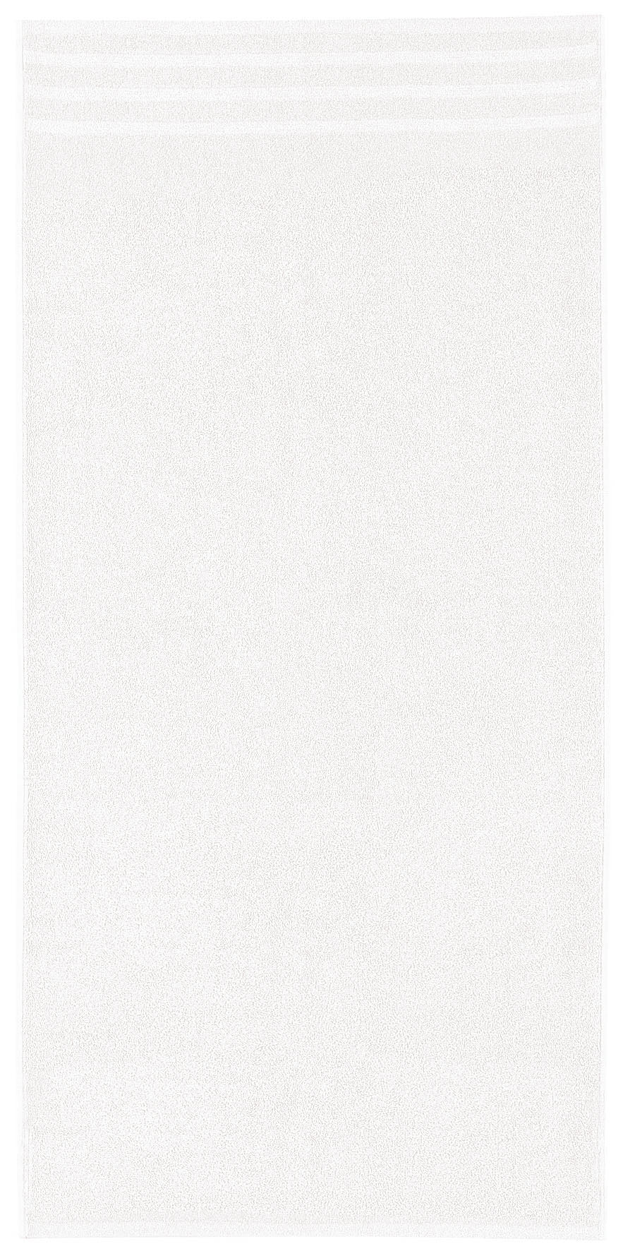 Frottier Handtuch ROYAL Schneeweiß 50x100 cm liegt flach ausgebreitet auf weißem Hintergrund.