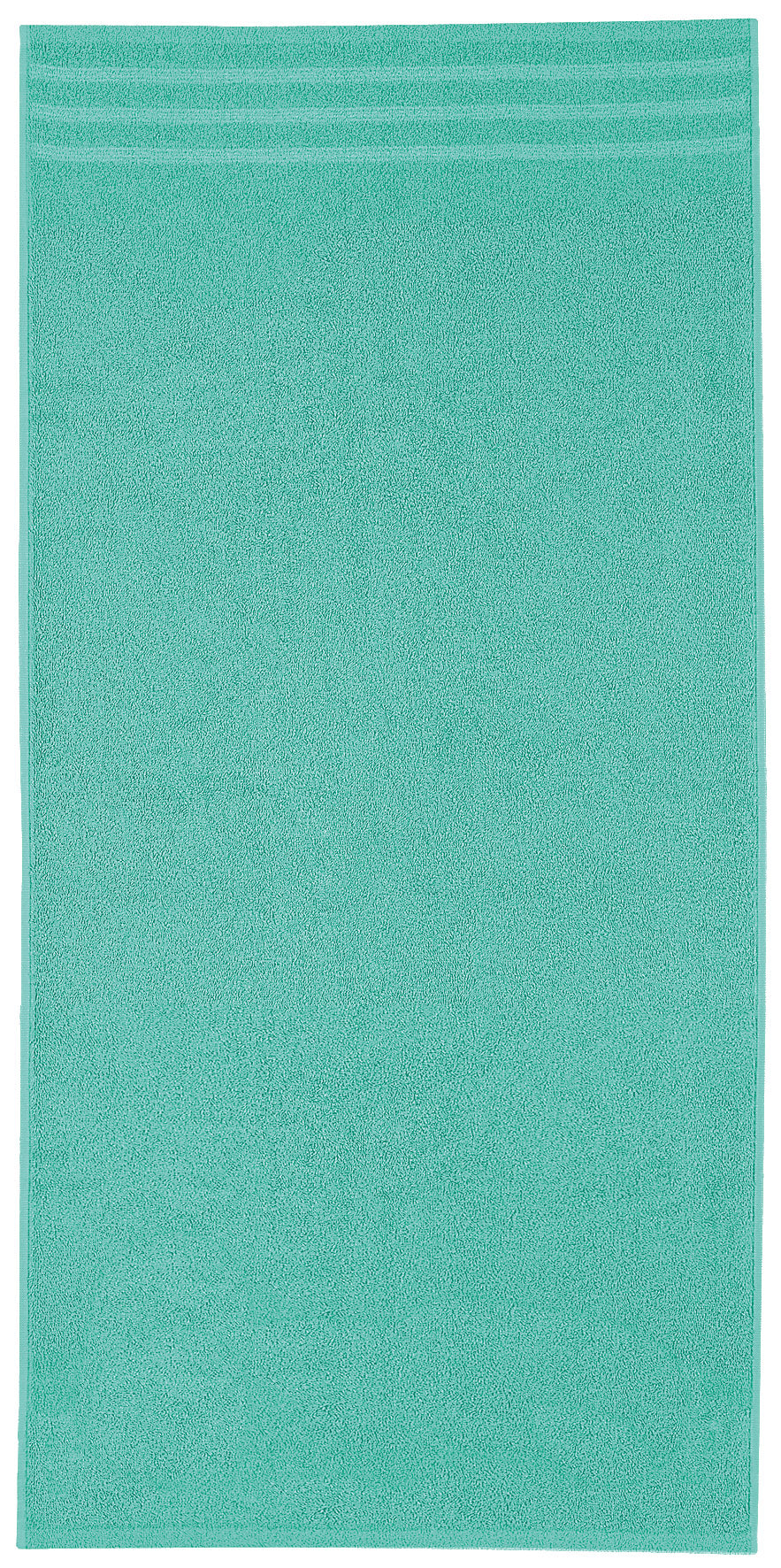 Frottier Duschtuch ROYAL in Türkis 70 x 140 cm liegt flach ausgebreitet und zeigt seine Struktur.