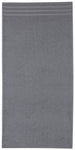 Einfarbig graues Handtuch mit schmaler Bordüre am oberen Rand