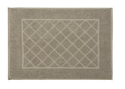 Beiger Badvorleger mit eingewebtem Rautenmuster und Randbordüre