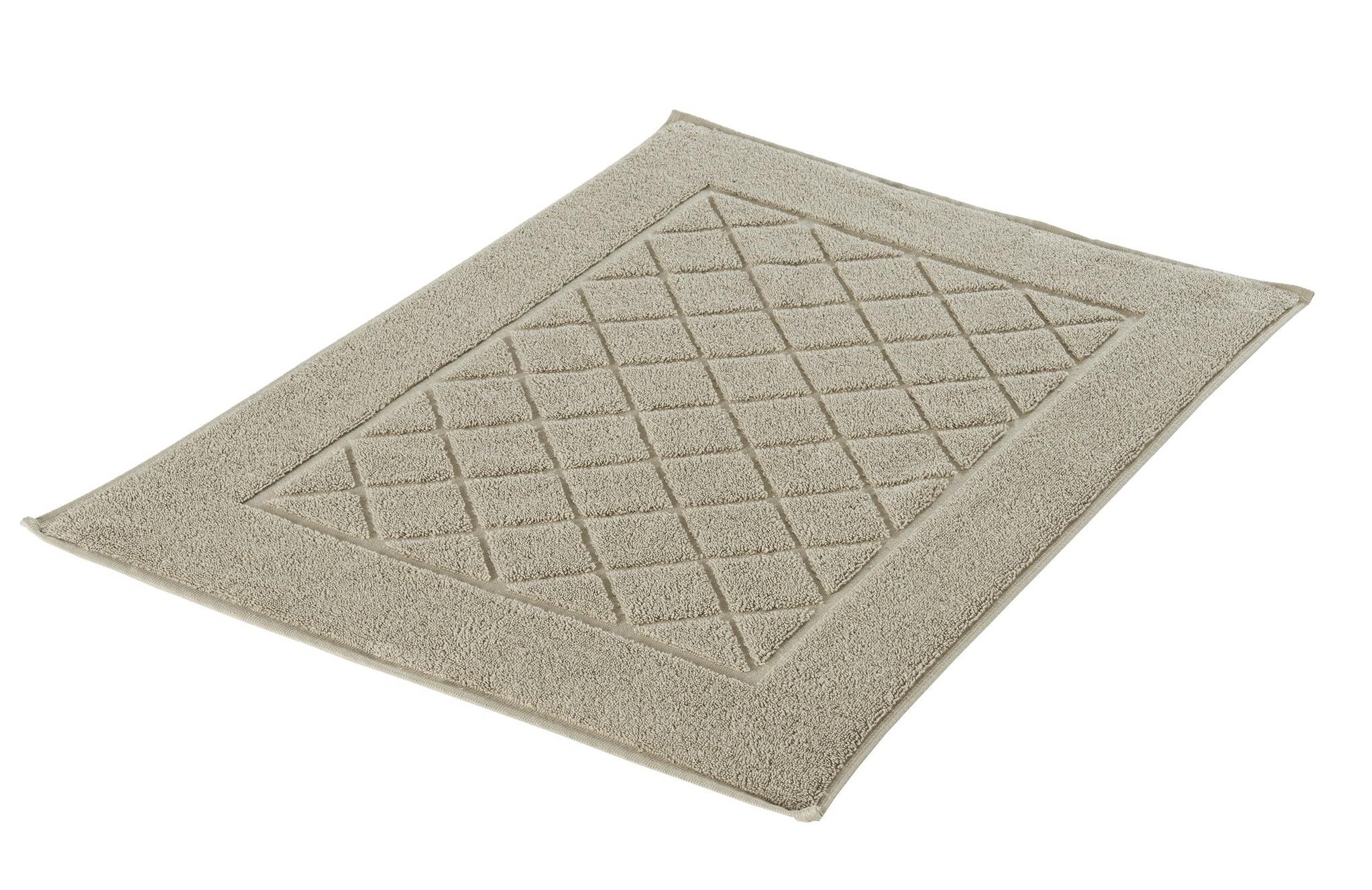 Beige Badematte mit rautenförmigem Muster auf der Oberseite aus Frottee