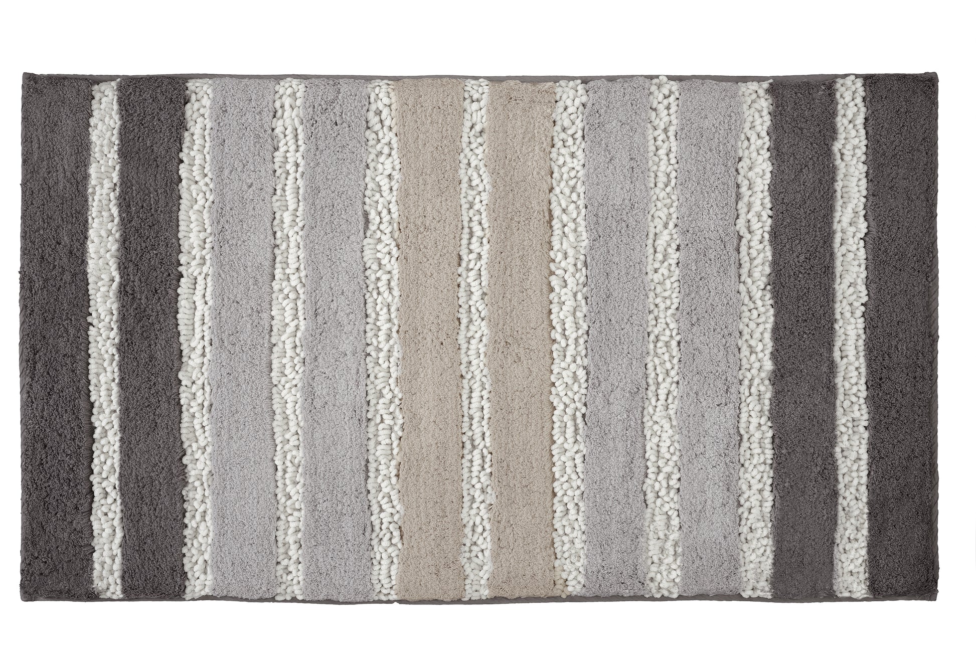 Rechteckiger Badematte mit grauen und beigen breiten Blockstreifenmuster