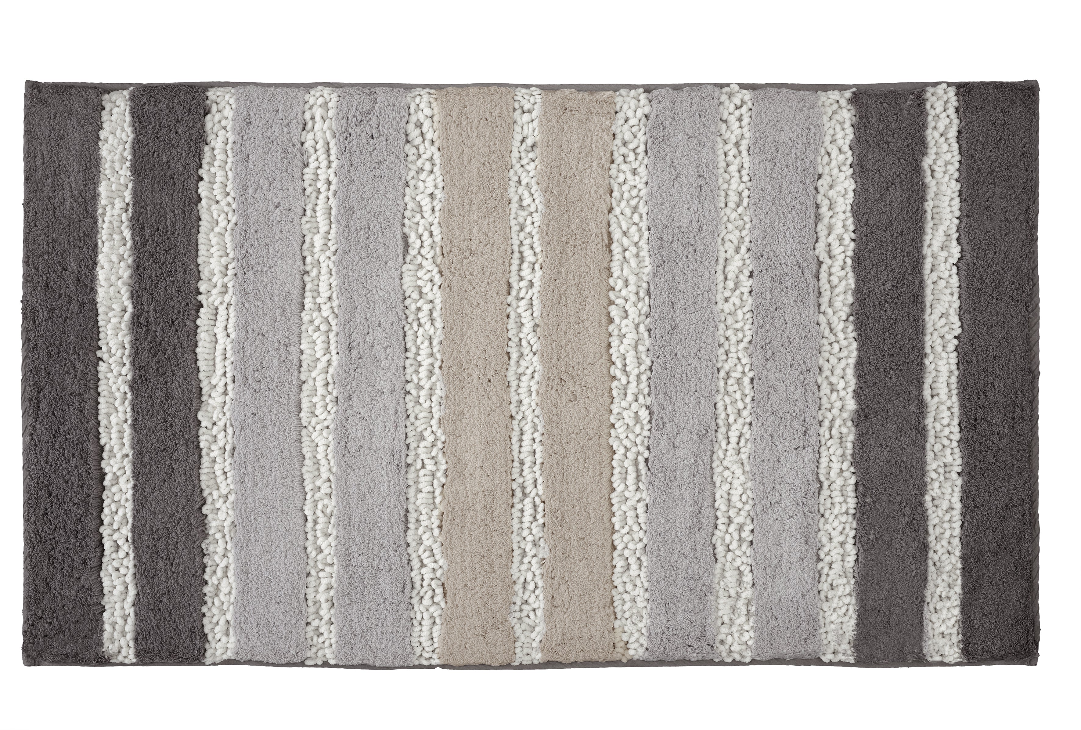 Rechteckiger Badematte mit grauen und beigen breiten Blockstreifenmuster