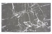 Grauer rechteckiger Badteppich mit weißem marmoriertem Muster Design