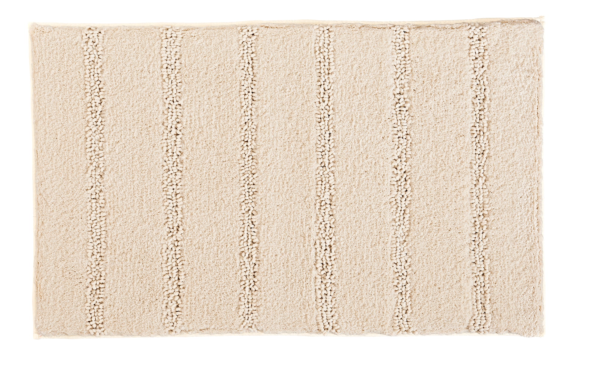 Rechteckige beige Badematte mit weichen, leicht erhöhten Streifen