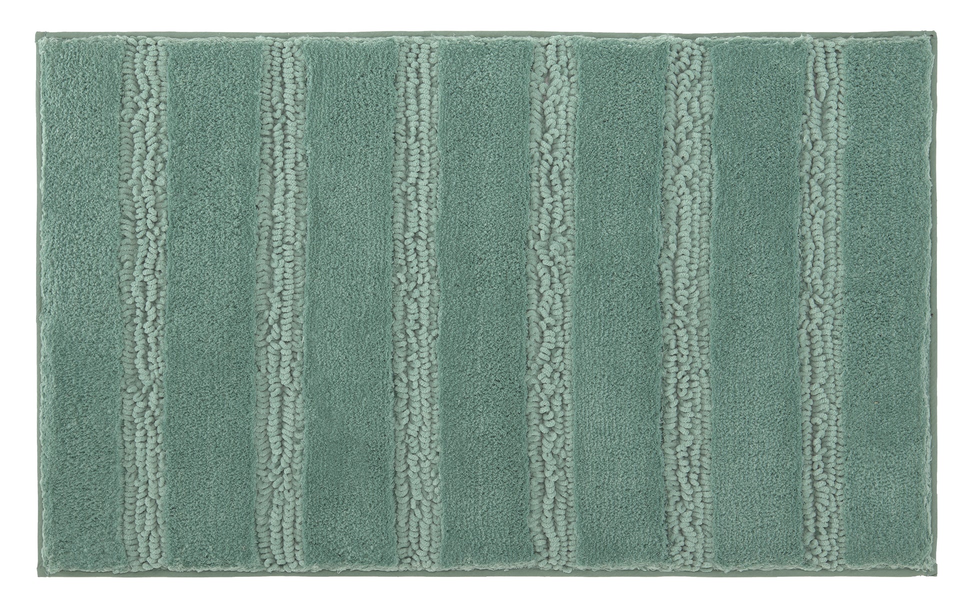 Rechteckige, mintgrüne Badematte mit breiten, reliefartigen Streifen