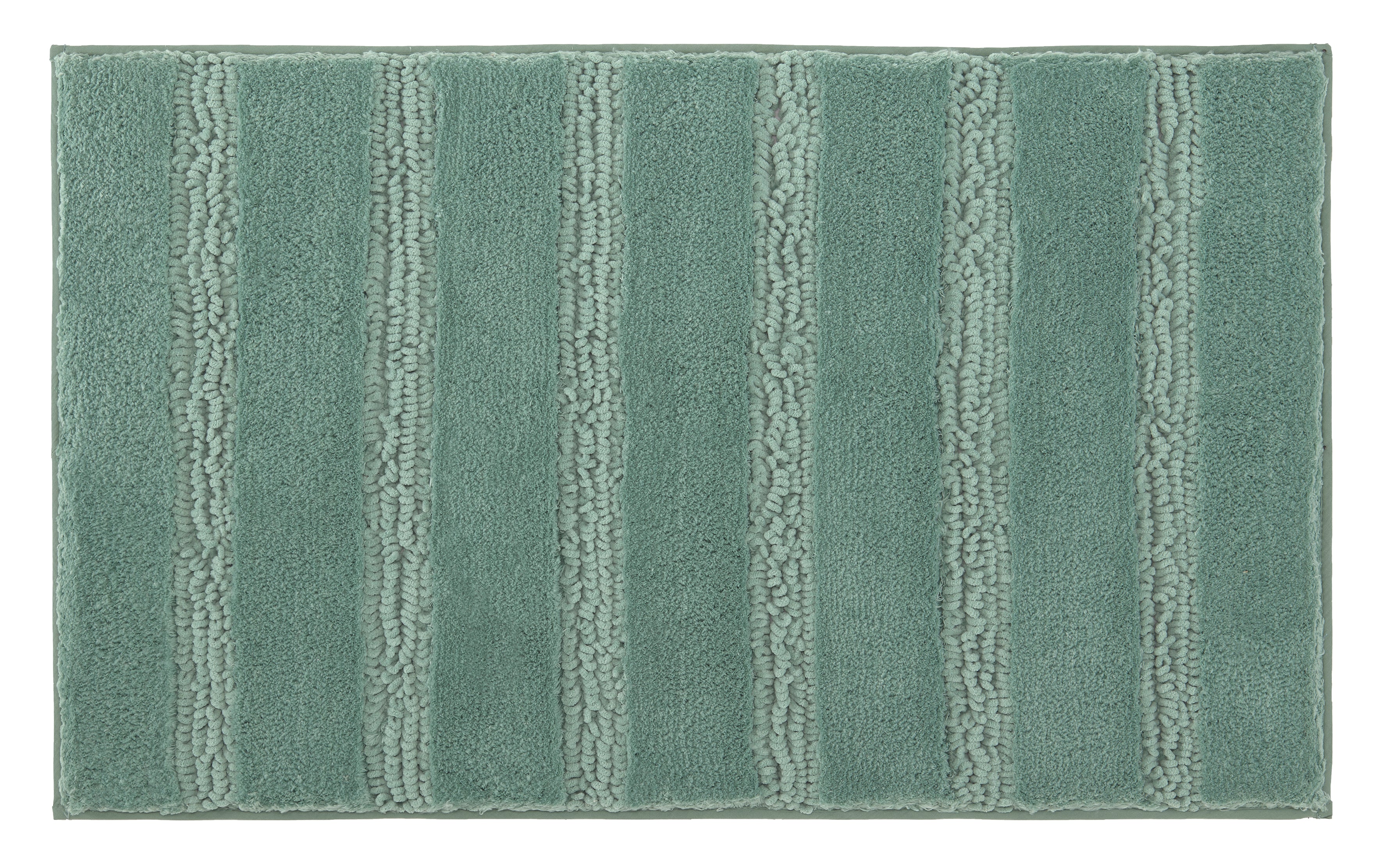 Rechteckige, mintgrüne Badematte mit breiten, reliefartigen Streifen