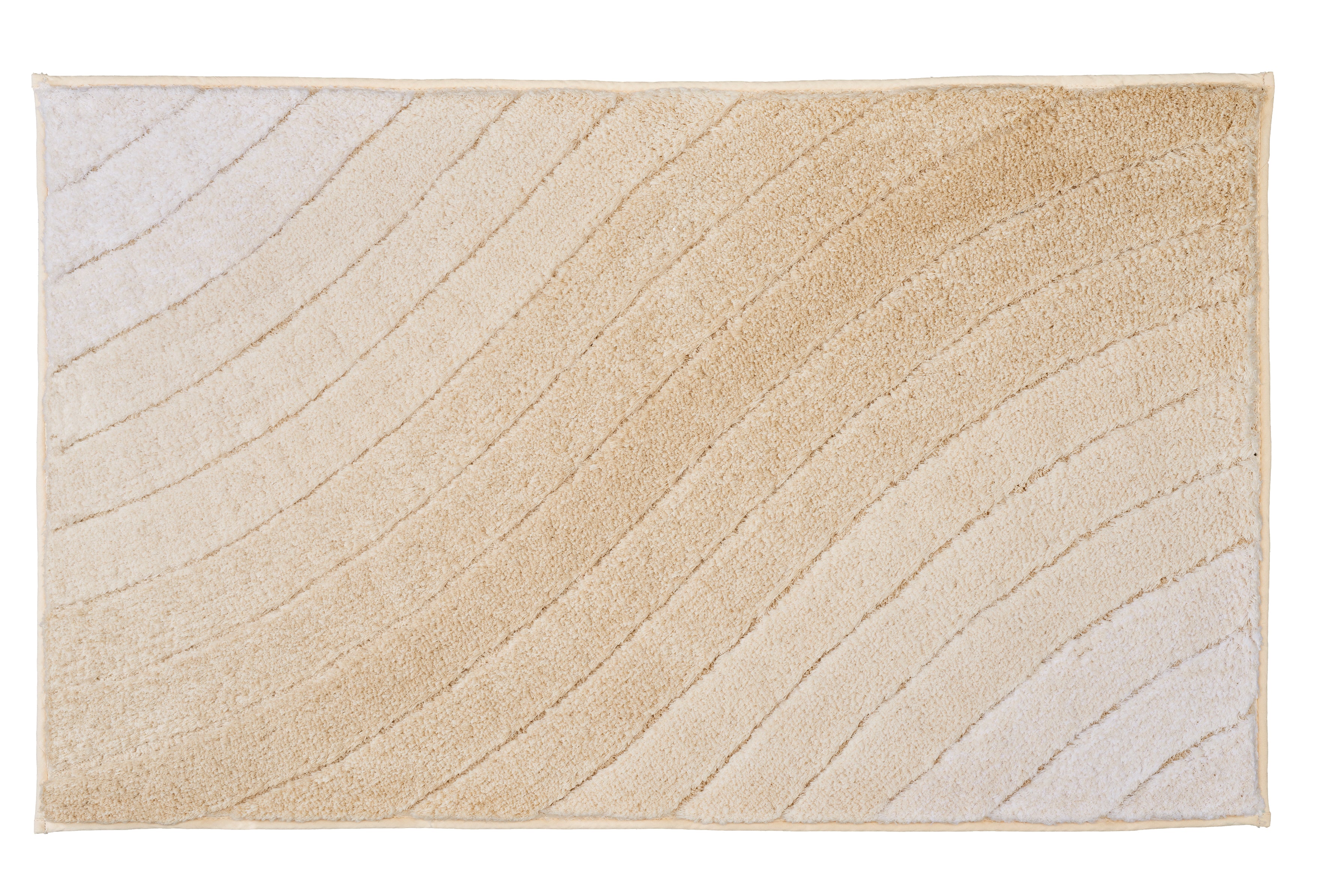 Rechteckige Badematte in Beige und Creme mit geschwungenem Muster Design