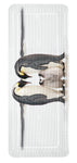 Weiße Badematte mit spiegelbildlichem Motiv zweier Pinguine zentral
