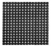 Schwarze quadratische Badematte mit Kreuzmuster in Draufsicht gesehen