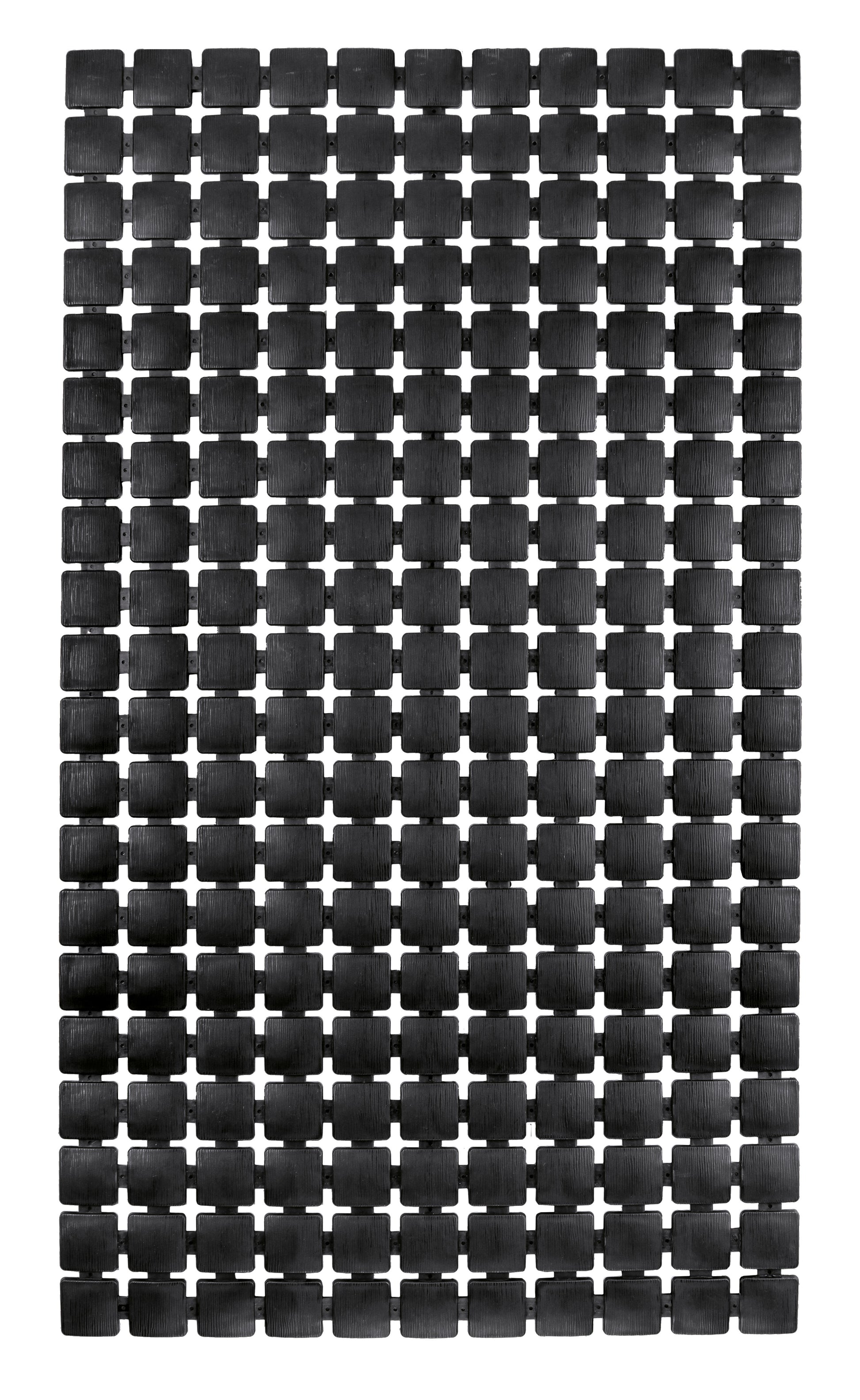 Bild zeigt schwarze Wanneneinlage GATTY 39 x 68 cm in Draufsicht mit rechteckigen Feldern.