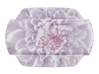 Lila Badewannenkissen mit Blumenmotiv und Saugnäpfen in Helllila und Weiß