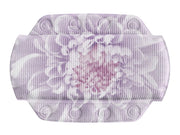 Lila Badewannenkissen mit Blumenmotiv und Saugnäpfen in Helllila und Weiß