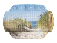 Badematte mit Strandweg zwischen Dünen und Blick auf das Meer Motiv