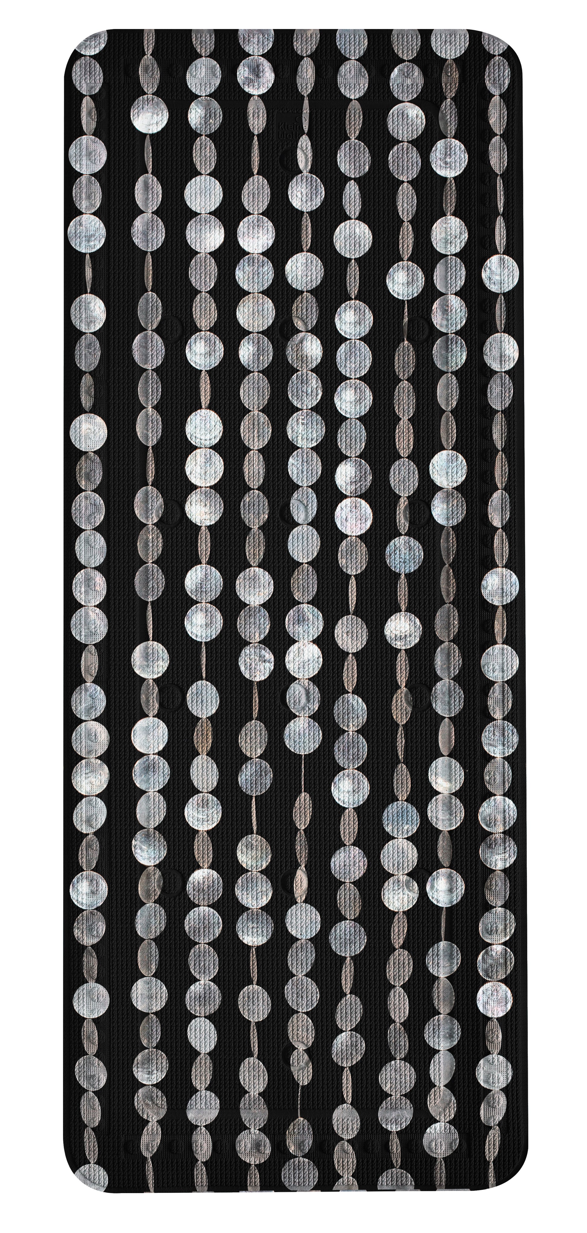 Schwarze Wanneneinlage PERLA 36 x 92 cm mit glänzenden, perlenartigen Kreisen in Reihen.