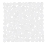 Quadratische weiße Badematte mit vielen kieselsteinförmigen Feldern