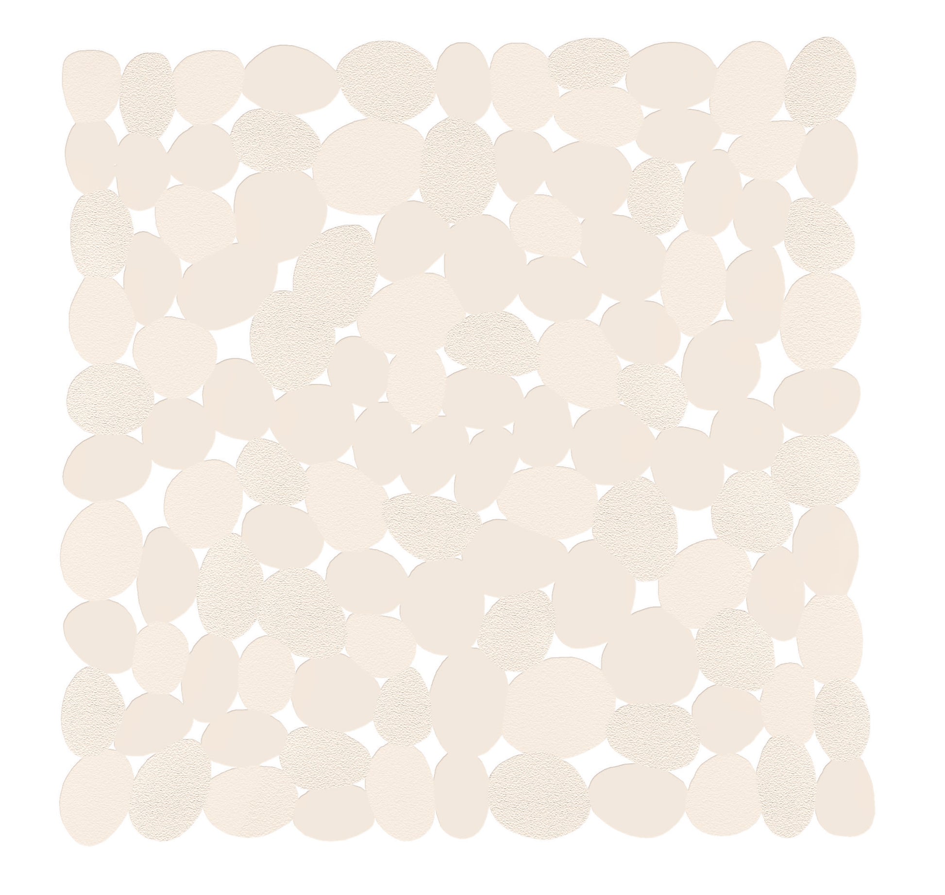 Helle, ovale Kieselsteine dicht aneinander auf quadratischer Fläche