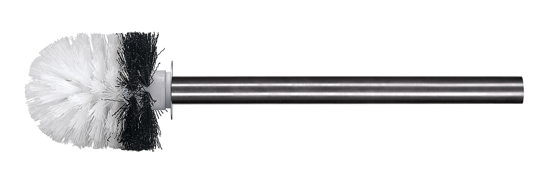 Ersatz-WC-Bürste Ø 82 mm in Schwarz-Weiß mit silberfarbenem Stiel in Nahaufnahme dargestellt.