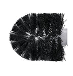 Schwarzer Toilettenbürstenkopf mit dichtem Borstenkranz, frontal