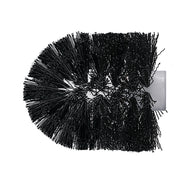 Schwarzer Ersatz-WC-Bürstenkopf mit Ø 82 mm liegt seitlich vor weißem Hintergrund.