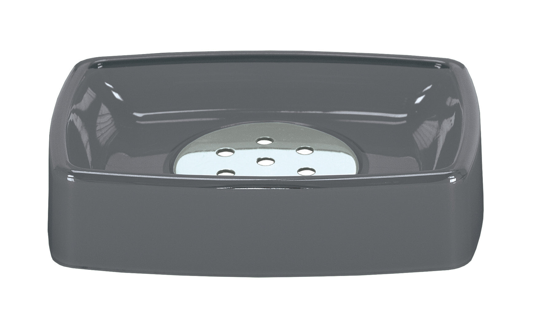 Seifenschale EASY Anthrazit aus Keramik mit herausnehmbarer Ablage mit Löchern.