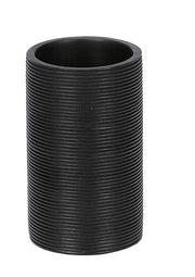 Zahnputzbecher KYOTO Schwarz steht als schwarzer, gerillter Becher freigestellt auf weißem Hintergrund.