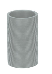 Zahnputzbecher KYOTO platinfarben steht freistehend vor weißem Hintergrund.