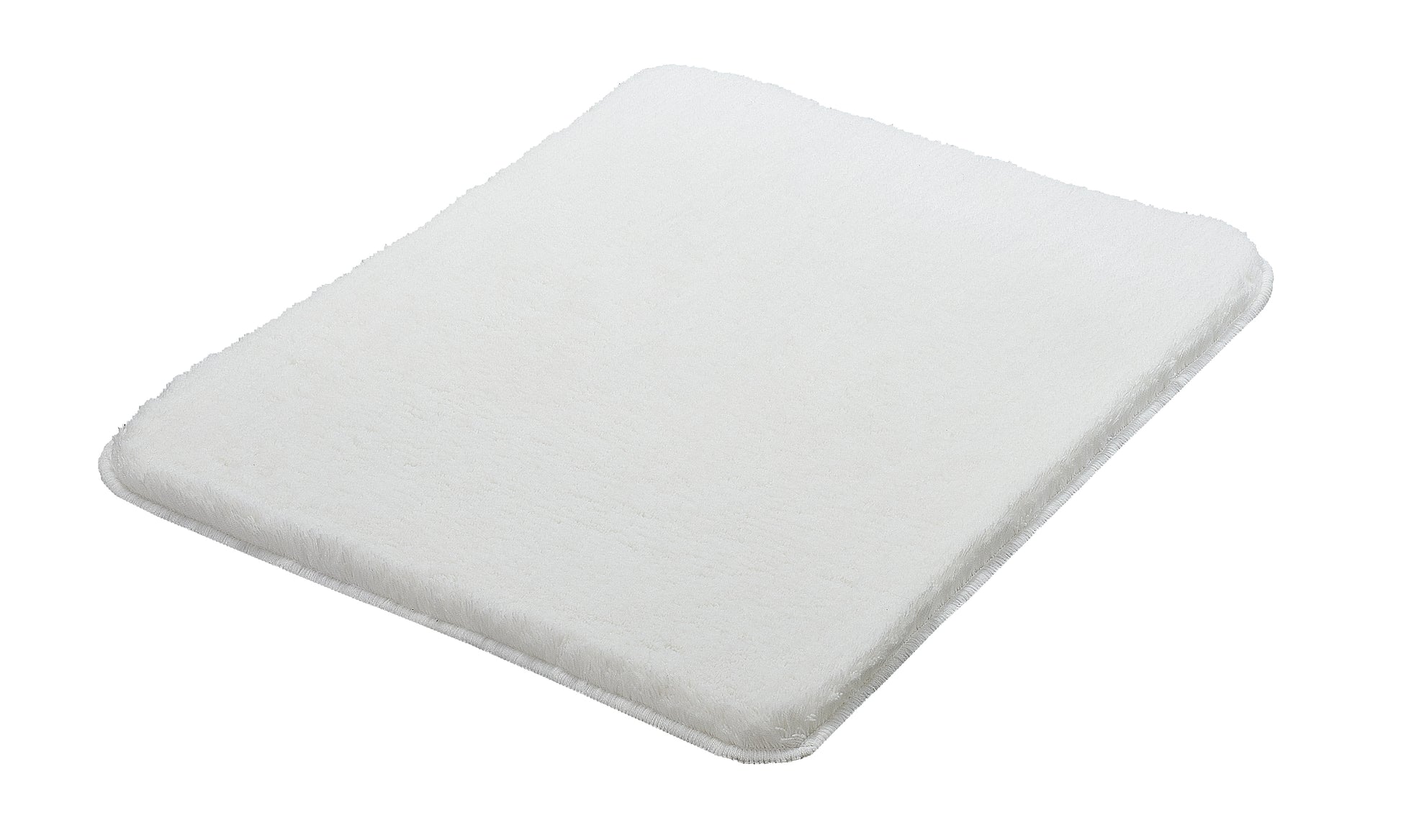 Der Badteppich RELAX in Polarweiß 55 x 65 cm liegt rechteckig auf einer hellen Fläche.