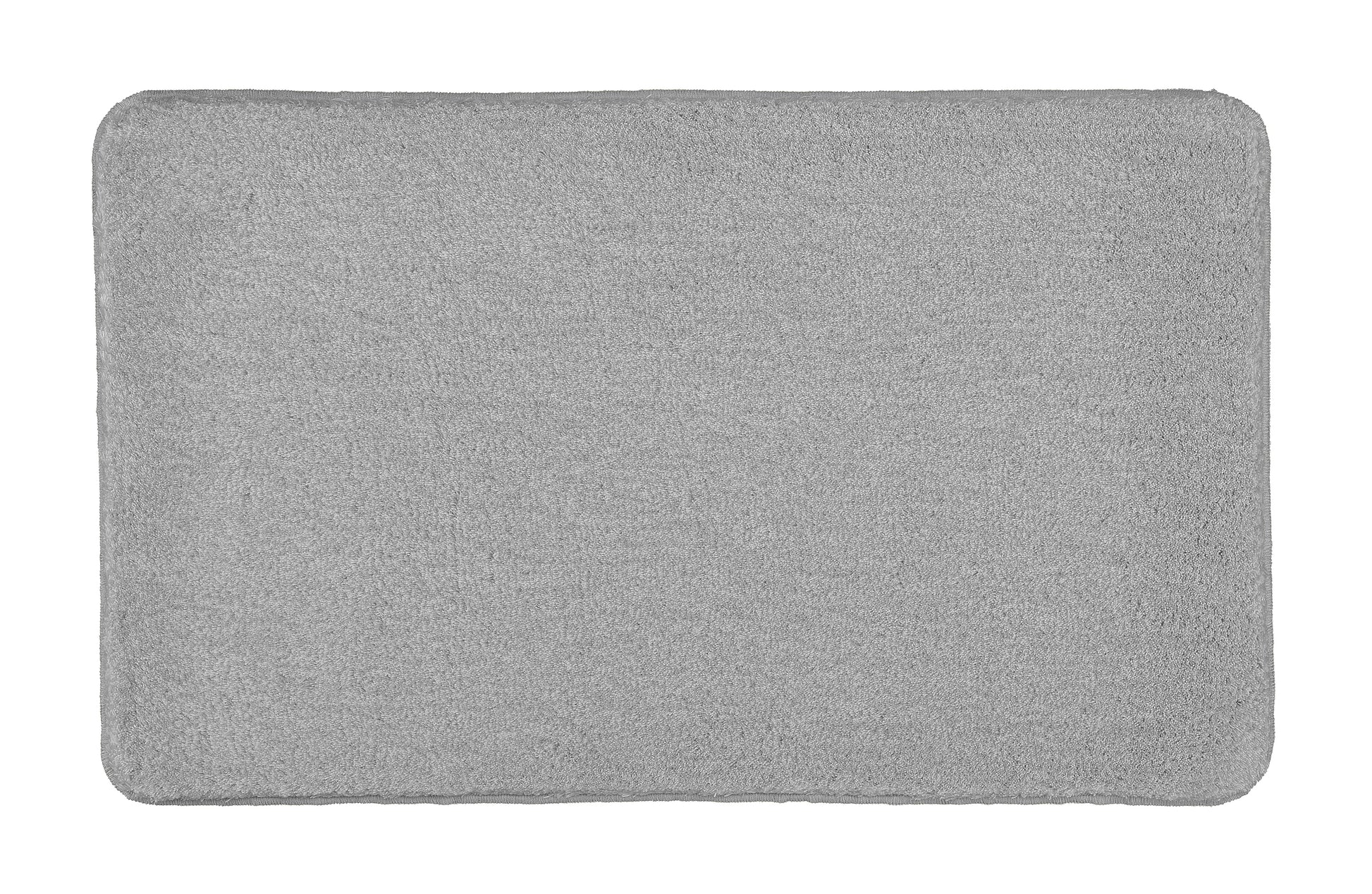 Ein grauer rechteckiger Badteppich RELAX liegt flach auf einem neutralen Hintergrund.