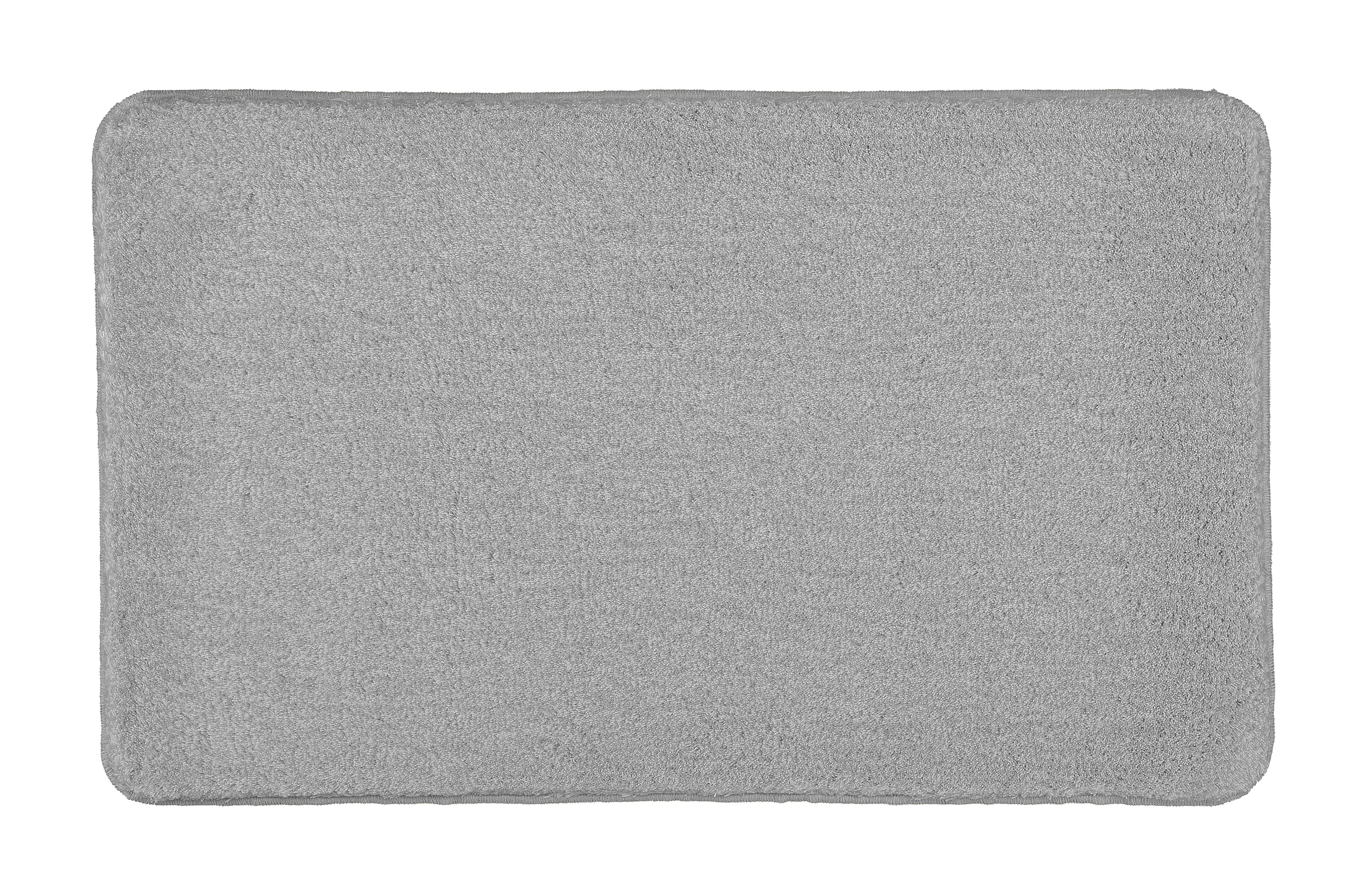 Ein grauer rechteckiger Badteppich RELAX liegt flach auf einem neutralen Hintergrund.