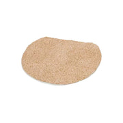 Runde beige Badematte mit weicher, flauschiger Oberfläche aus Stoff