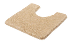Beiger, weicher U-förmiger WC-Vorleger aus Hochflor fürs Badezimmer