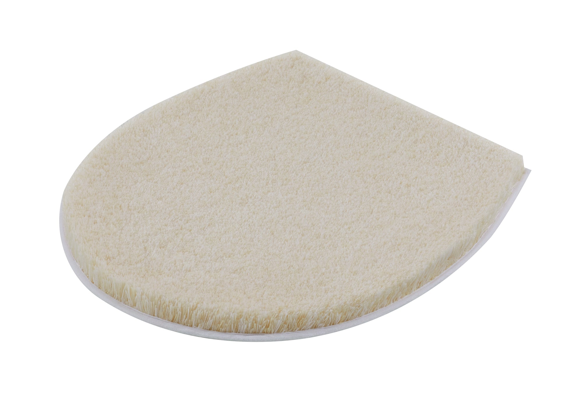 Cremefarbene, tropfenförmige Badematte aus weichem Flor-Material