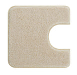 Beiger, U-förmiger WC-Vorleger aus weichem, hochflorigem Teppich