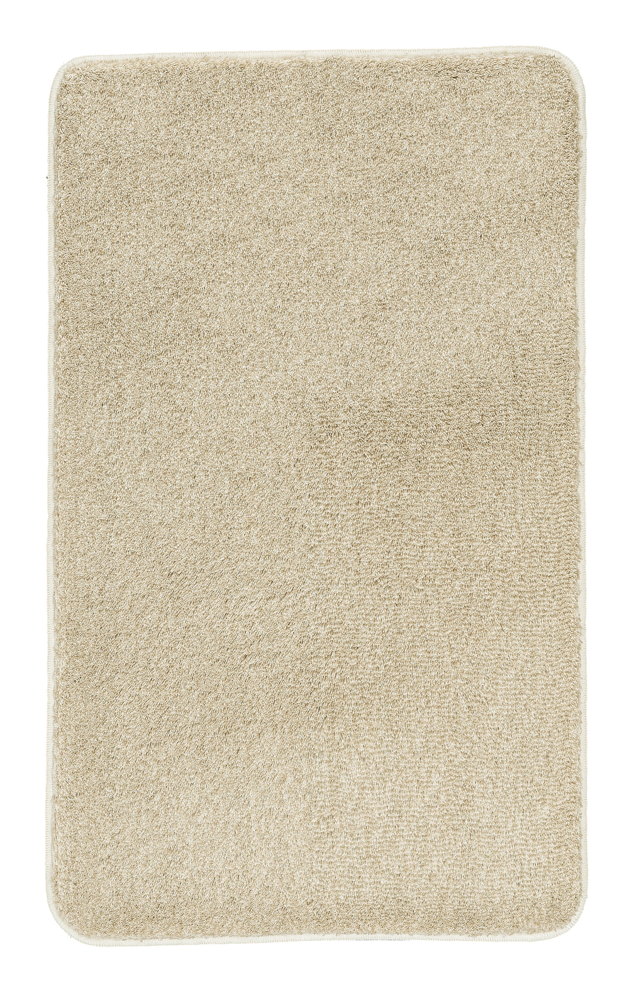 Badteppich RELAX in Sandbeige mit weicher Oberfläche im Format 60 x 100 cm liegt flach.